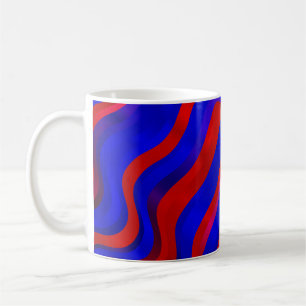 Hellblau, rote Textur mit schiefen Linien. Farbver Kaffeetasse