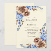 Hellblau Rustikale Ländliche Hochzeit Einladung (Vorne/Hinten)