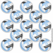 hellblau schwarz 13 Volleyballspieler-Namen Aufkleber (Vorderseite)