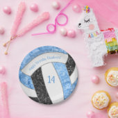 hellblau schwarz Girl Volleyball Geburtstagsparty Pappteller (Party)