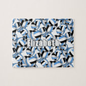 Hellblau-Schwarz-Mannschaftsfarben Volleyballs-Mus Puzzle (Horizontal)