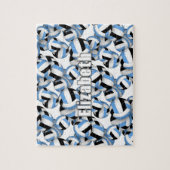 Hellblau-Schwarz-Mannschaftsfarben Volleyballs-Mus Puzzle (Vertikal)