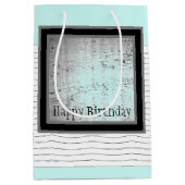 Hellblau, schwarz und weiß mittlere geschenktüte (Vorderseite)