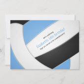 hellblau schwarz Volleyballmädchen Geburtstag Einladung (Vorderseite)