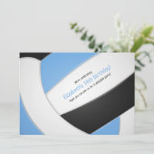hellblau schwarz Volleyballmädchen Geburtstag Einladung (Stehend Vorderseite)
