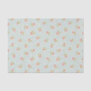 hellblau shabby chic gepunktet weiß rosa floral seidenpapier