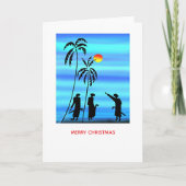 Hellblau, Silhouette Shepherds Weihnachtskarte Karte (Vorderseite)
