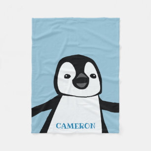 Hellblau süße Pinguin-Kinderzimmer-Personalisierun Fleecedecke