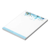 Hellblau und Aquarellfarben-Blume Notizblock (Rotiert)