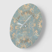 Hellblau und cremefarbene Mosaik gestört Stone Loo Große Wanduhr (Winkel)