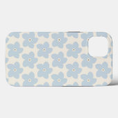 Hellblau und cremefarbene Retro-Blume Case-Mate iPhone Hülle (Rückseite (Horizontal))