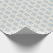 Hellblau und cremefarbene Retro-Blume Geschenkpapier (Ecke)