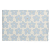 Hellblau und cremefarbene Retro-Blume Kissenbezug (Rückseite)