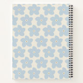 Hellblau und cremefarbene Retro-Blume Notizblock (Rückseite)