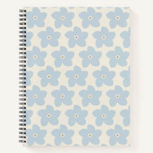 Hellblau und cremefarbene Retro-Blume Notizblock