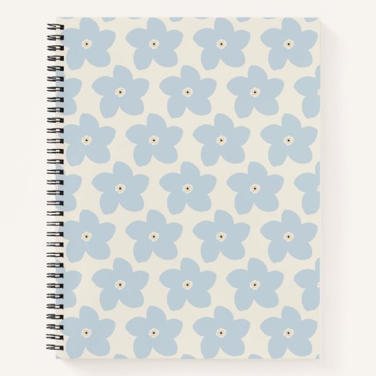 Hellblau und cremefarbene Retro-Blume Notizblock (Vorderseite)