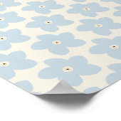 Hellblau und cremefarbene Retro-Blume Poster (Ecke)