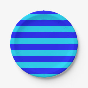 Hellblau und dunkelblaue Streifen Design Pappteller