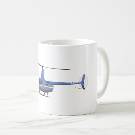 Hellblau und gelb Hubschrauber Kaffeetasse (VorderseiteRechts)