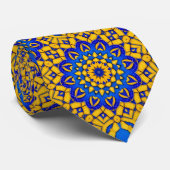 Hellblau und gelb-mosaikbraun Sunburst Krawatte (Gerollt)