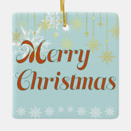 Hellblau und Gold Frohe Weihnachten Keramikornament