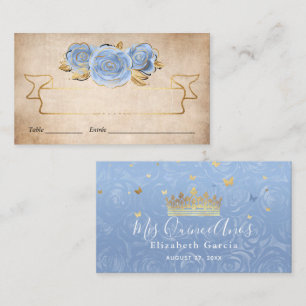 Hellblau und Gold Rosenwasser Aquarell Begleiterin Platzkarte