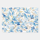 Hellblau und goldfarben handbemalt geschenkpapier set (Vorderseite 2)