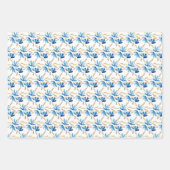 Hellblau und goldfarben handbemalt geschenkpapier set (Vorderseite)