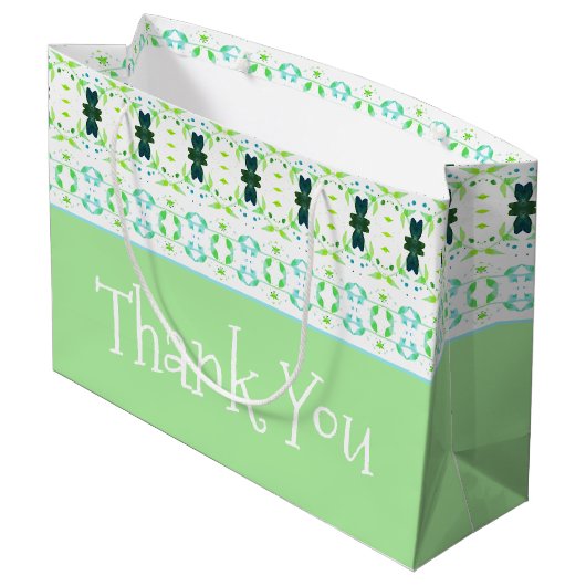 Hellblau und grün große geschenktüte (Rückseite Schrägansicht)