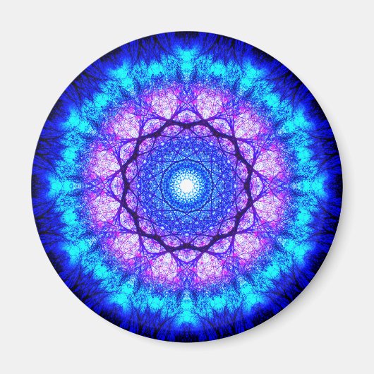 Hellblau und Lila Mandala Magnet (Vorne)