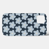 Hellblau und marineblaue Retro-Blume Case-Mate iPhone Hülle (Rückseite (Horizontal))
