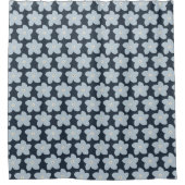 Hellblau und marineblaue Retro-Blume Duschvorhang (Vorderseite)