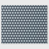 Hellblau und marineblaue Retro-Blume Geschenkpapier (Flach)