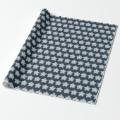 Hellblau und marineblaue Retro-Blume Geschenkpapier (Ungerollt)