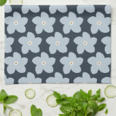 Hellblau und marineblaue Retro-Blume Geschirrtuch (Gefaltet)