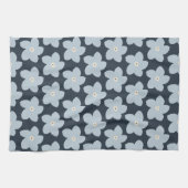 Hellblau und marineblaue Retro-Blume Geschirrtuch (Horizontal)