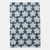 Hellblau und marineblaue Retro-Blume Geschirrtuch (Vertikal)