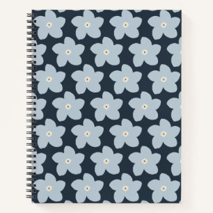 Hellblau und marineblaue Retro-Blume Notizblock