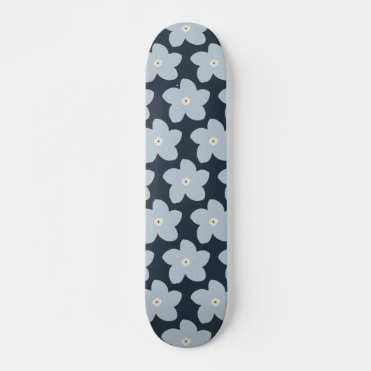 Hellblau und marineblaue Retro-Blume Skateboard (Vorne)