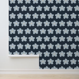 Hellblau und marineblaue Retro-Blume Tapete