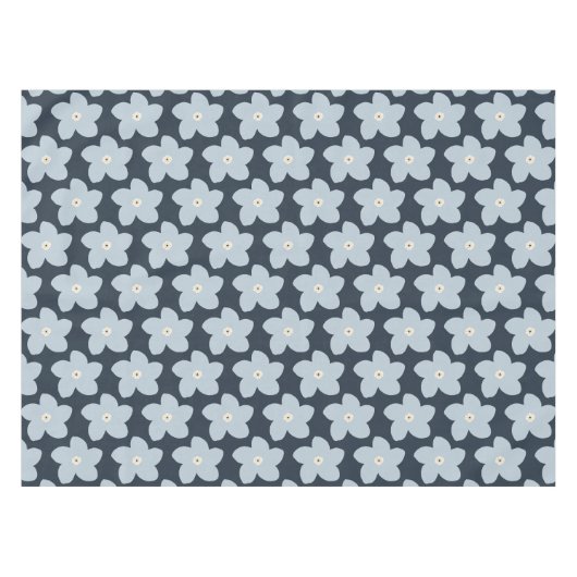 Hellblau und marineblaue Retro-Blume Tischdecke (Vorderseite (Horizontal))