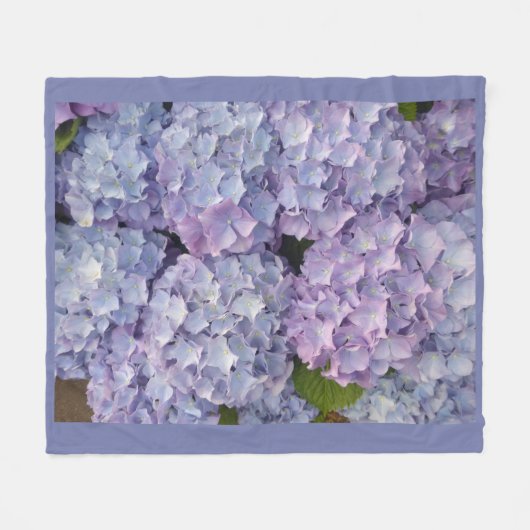Hellblau und rosa Hydrangea Fleece Blanket (Vorderseite (Horizontal))