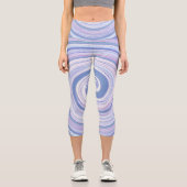 Hellblau und rosa Spirale Capri Leggings (Vorderseite)