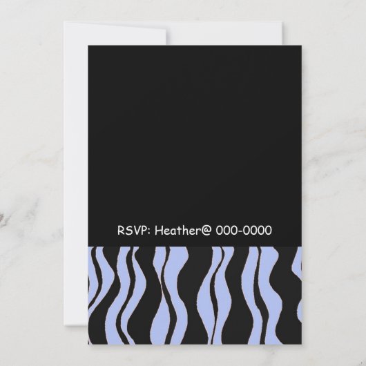 Hellblau und schwarz Zebra Einladung zum Geburtsta (Rückseite)