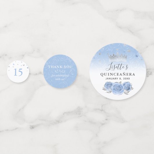 Hellblau und silber Elegantes Foto Konfetti (Rückseiten)