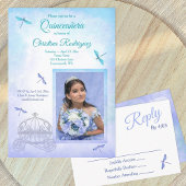 Hellblau und Türkis, Kutsche Quinceañera Einladung
