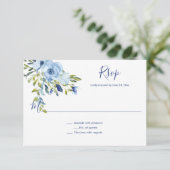 Hellblau und wasserfarbene Flora | RSVP Karte (Stehend Vorderseite)