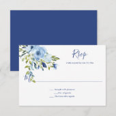 Hellblau und wasserfarbene Flora | RSVP Karte (Vorne/Hinten)