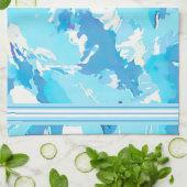 Hellblau und weiß Abstrakt mit Streifen Geschirrtuch (Gefaltet)