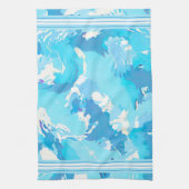 Hellblau und weiß Abstrakt mit Streifen Geschirrtuch (Vertikal)